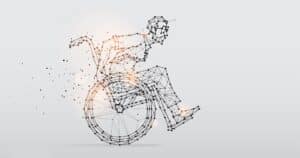 geometric abstract art of man on wheelchair