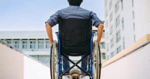 back of man in wheelchair